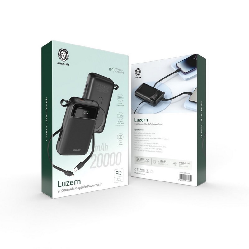 پاوربانک بی سیم 20000 گرین لاین Luzern PD 22.5w