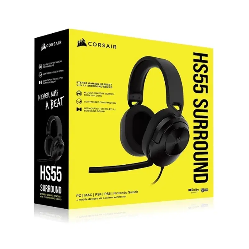 هدفون سیمی گیمینگ کورسیر HS55 Surround 