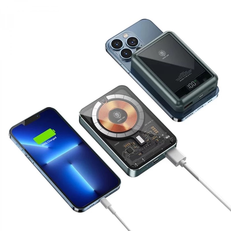 پاوربانک بی سیم 10000 گرین لاین Transparent 3 in 1 PD 20w