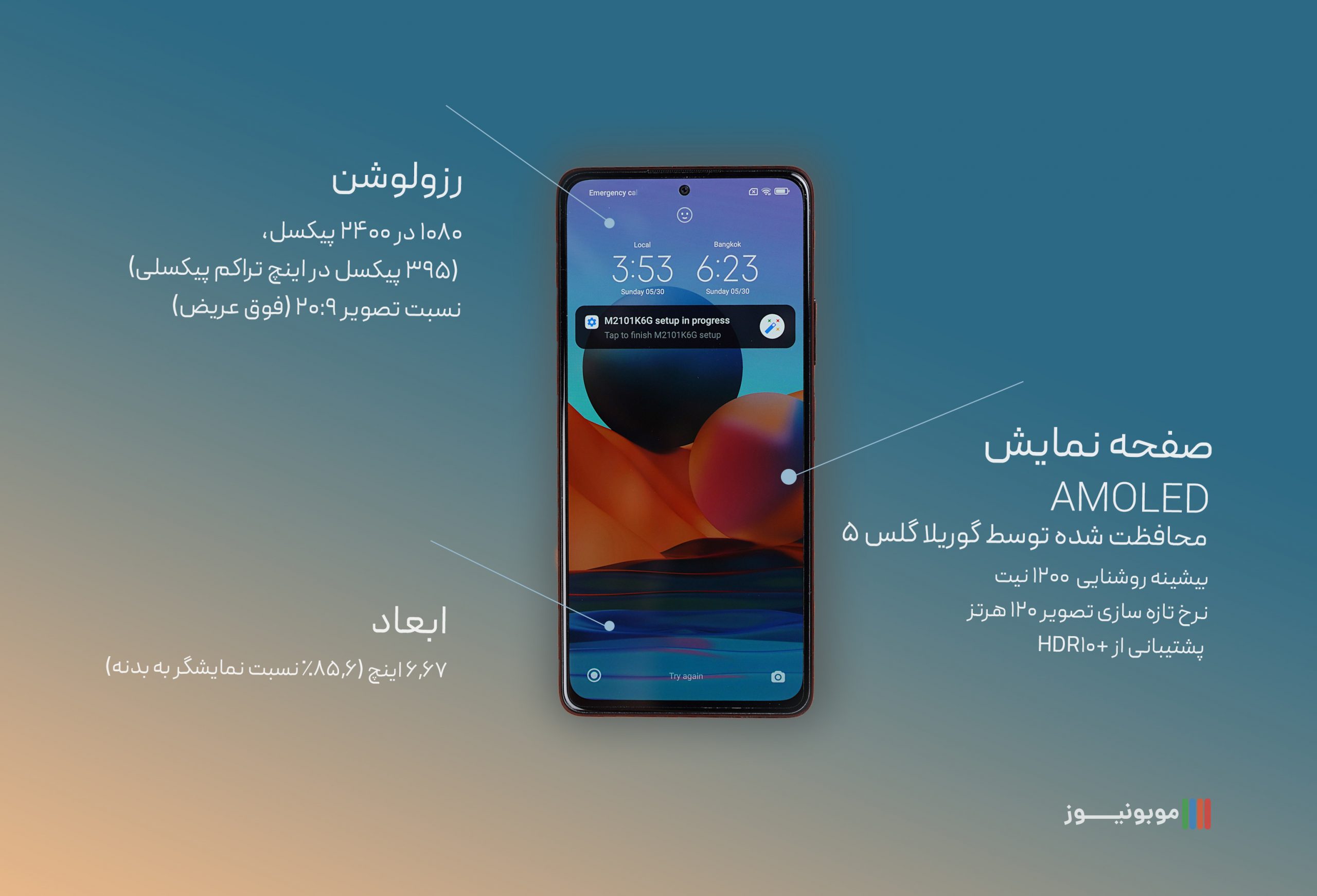 اینفوگرافی بخش نمایشگر ردمی نوت 10 پرو