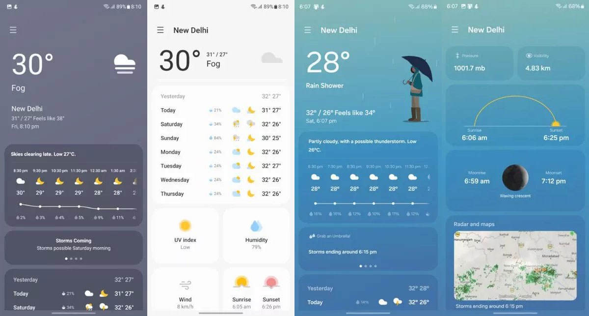 تغییر ظاهری Weather App در One UI 6